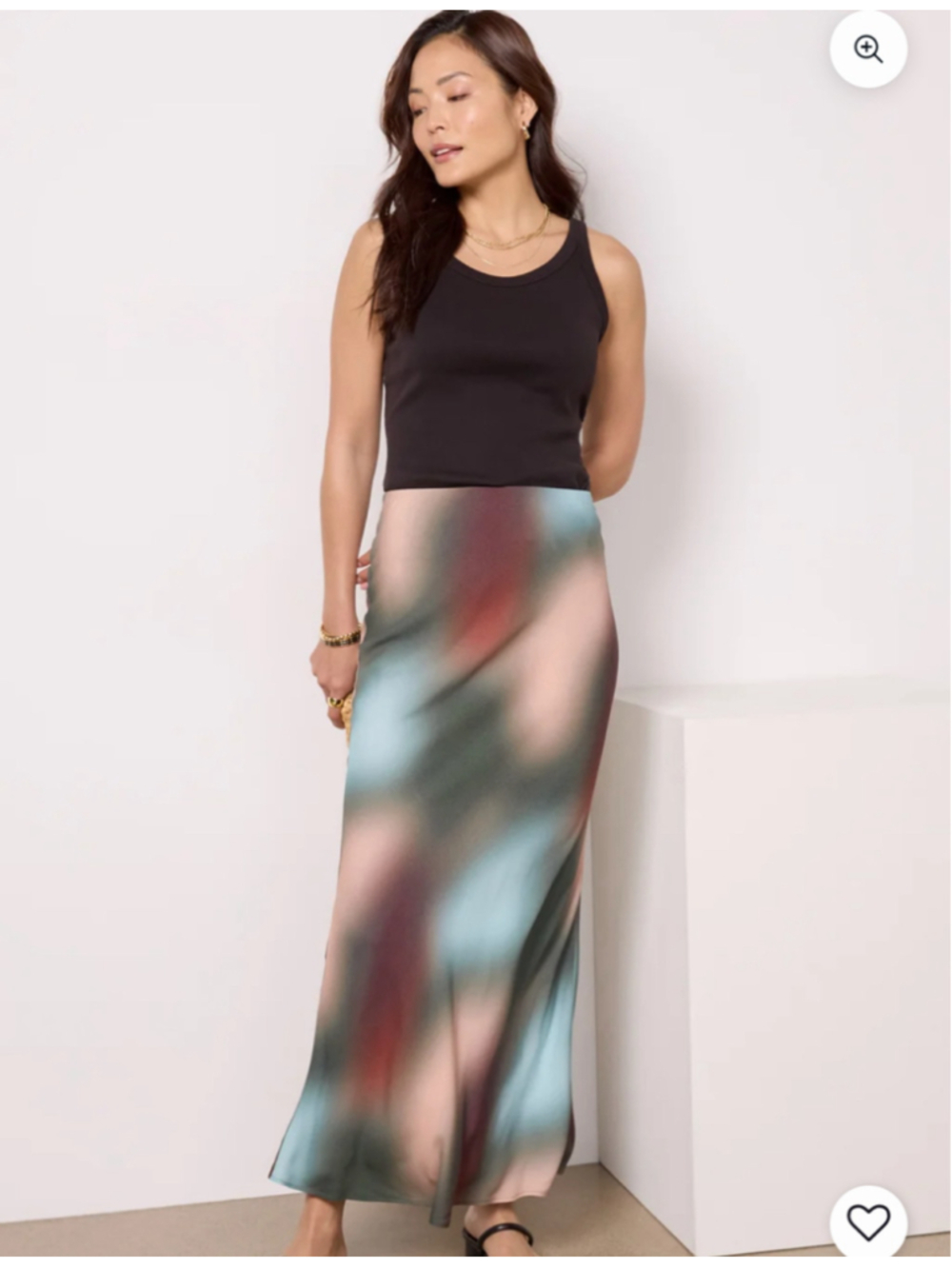 LNA Clothing Beni Tie Dye Midi Skirt Size Medium Multi-color Abstract Print